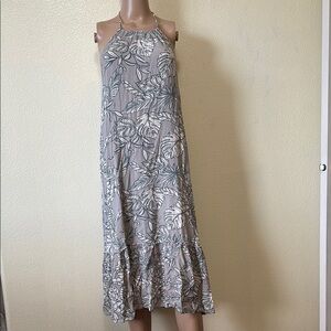 Forever 21- Floral Halter Maxi Dress - Gray
